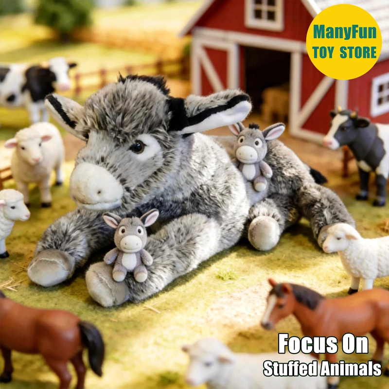 

Donkey High Fidelity Grey Donkey Plushie Wild Donkey Plush Toy Lifelike Donkey Stuffed Animal Simulation Doll Toy Gifts