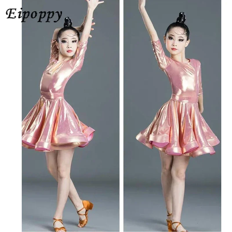 ชุดเดรสเต้นรำละตินสำหรับเด็กผู้หญิงเต้นรำบอลรูมรุมบ้าแซมบ้าปกชุดเต้นรำของเด็กละตินชุดเต้นแจ๊สงานรื่นเริงสมัยใหม่