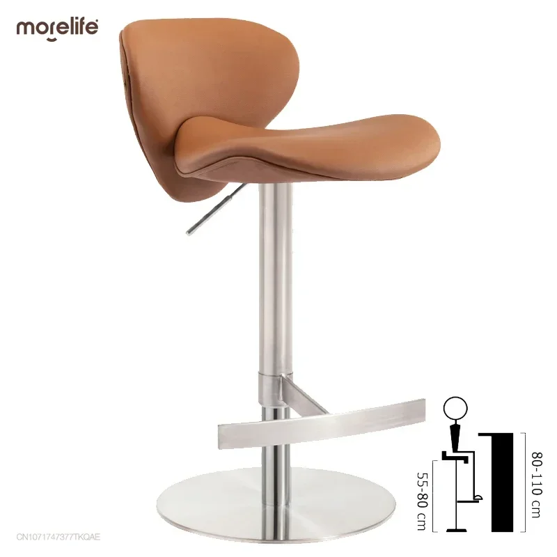 

Modern Light Luxury Minimalist Bar Chair Home Lift Rotary Stainless Steel Rose Gold Simple Front Desk Bar Stool