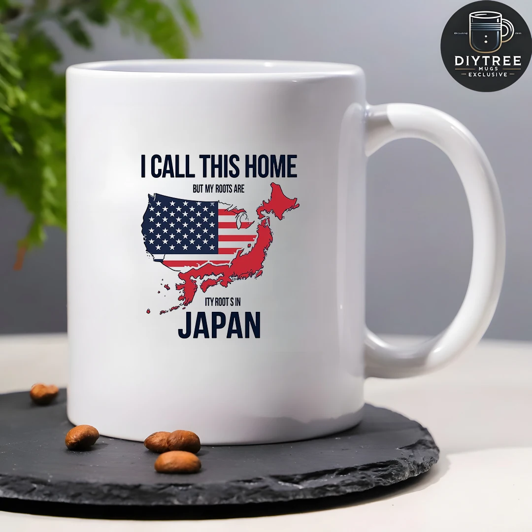 كوب خريطة الولايات المتحدة واليابان سعة 11 أونصة + كوب منزلي مزدوج المواطنة هدية عيد الميلاد كوب تذكار للسفر #4