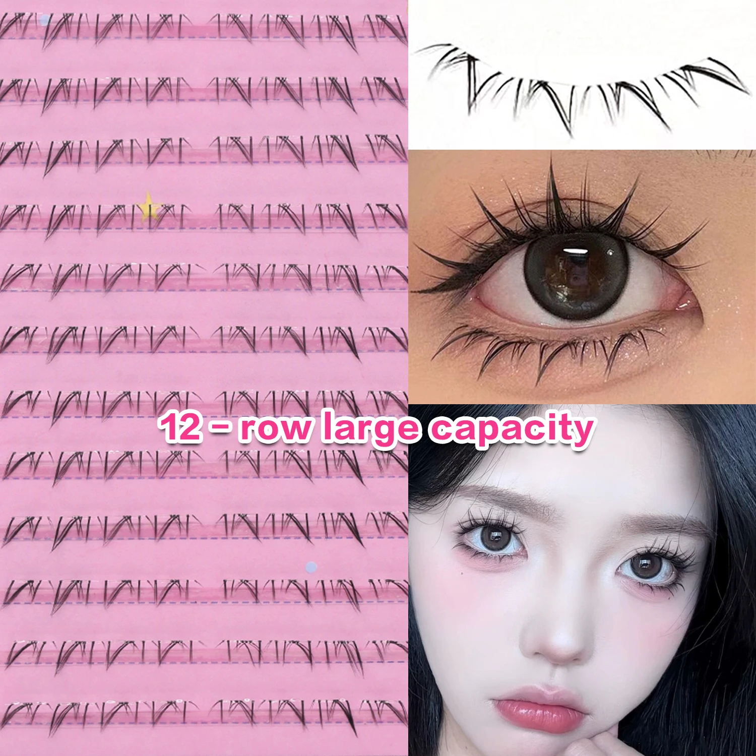 12 Reihen natürliche untere Wimpern 5–7 mm untere Wimpern mit selbstklebendem, unsichtbarem, vorgeklebtem Wimpern, transparentes Band, wiederverwendbare Make-up-Werkzeuge