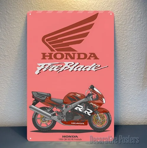 fireblade 900rr Motorcycle Metal Poster - Collectable Sign Size:
