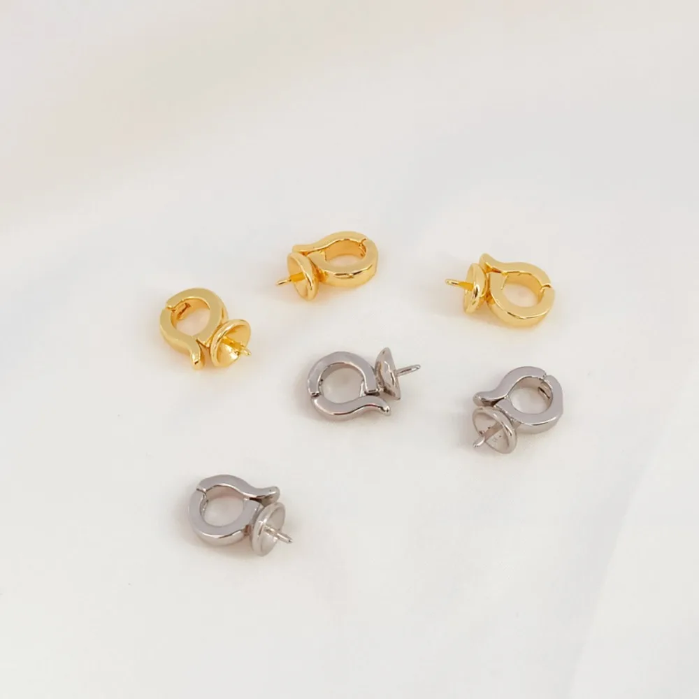 

Pendant Buckle Accessory 18K Gold and White Gold Sheep Eye Clip Pearl Pendant Diy Handcrafted Cover and Hanging Bracket