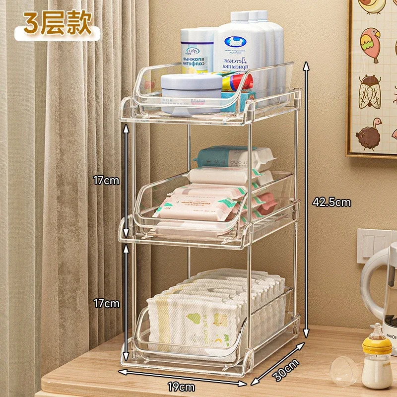 2 Tier Clear Multi-layer Baby Organizer for Nursery Bedside Holds Baby Bottles Diapers Wipes Baby Care Feeding Storage Rack view 4