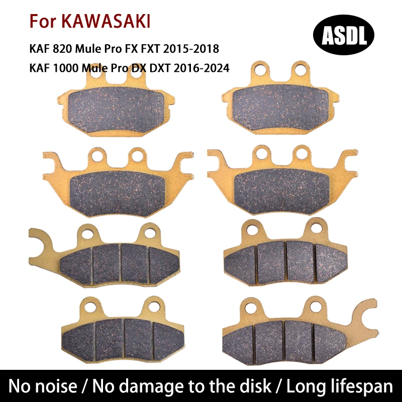 Motorcycle Front Rear Brake Pad For KAWASAKI KAF1000 Mule Pro DX DXT 2016-2024 KAF820 Mule Pro FX FXT 2015-2018 KAF 820 1000