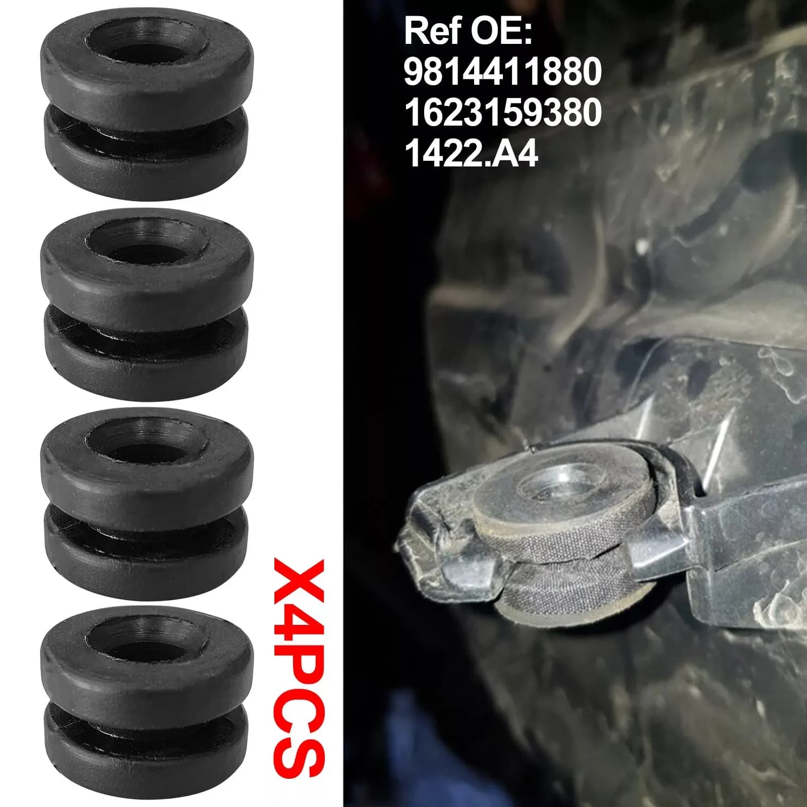 Supporto per copertura in gomma per buffer per supporto alloggiamento filtro aria per auto 9814411880 Per Citroen, Peugeot 1422A4 X4 Installazione