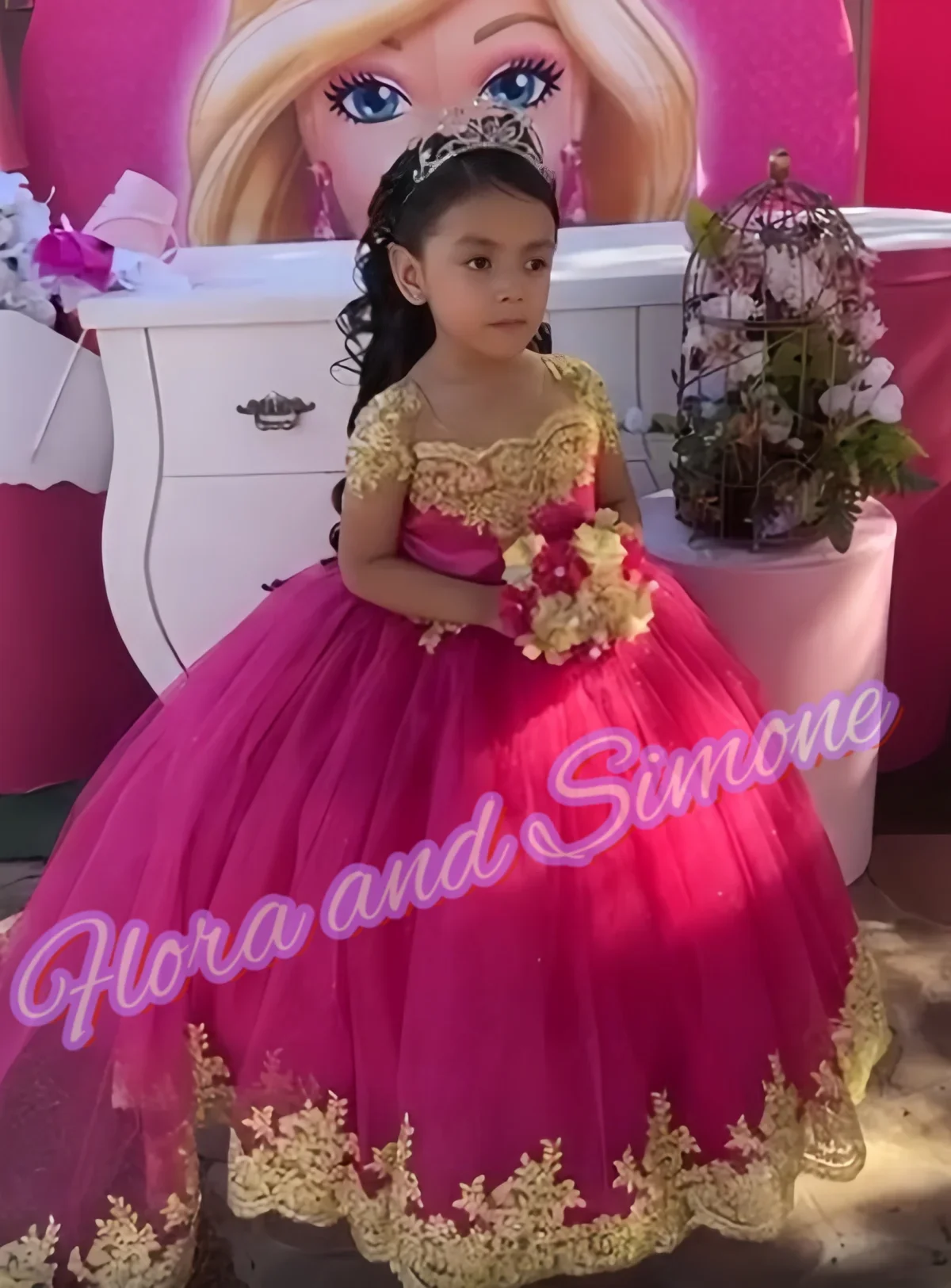 فستان وردي بأكمام قصيرة مطرز باللون الوردي للأميرة الصغيرة لفتاة الزهور للاستقبال الرسمي والاحتفالات والعطلات حسب الطلب #3