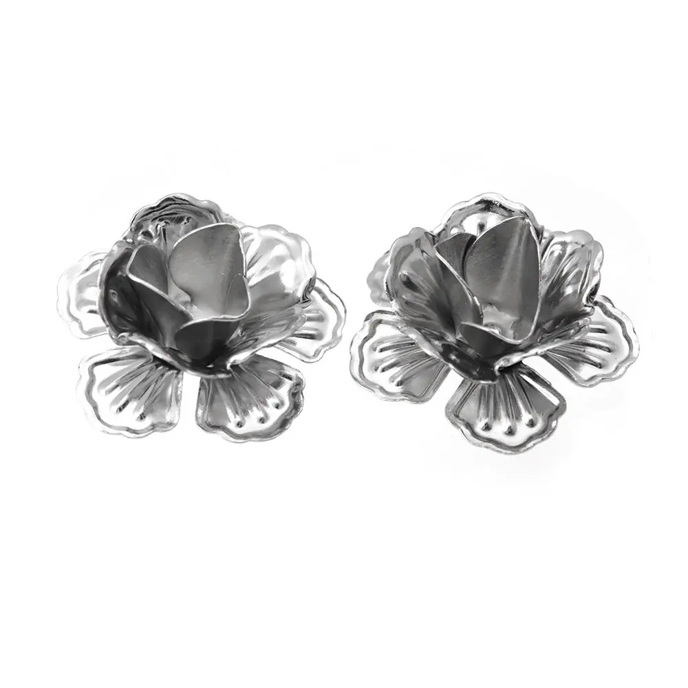 20PCS 21x10MM Antique Bronze Silver Color Gold Color Iron 3D Flowers Beads Caps Spacer Jewelry Findings Accessories Wholesale