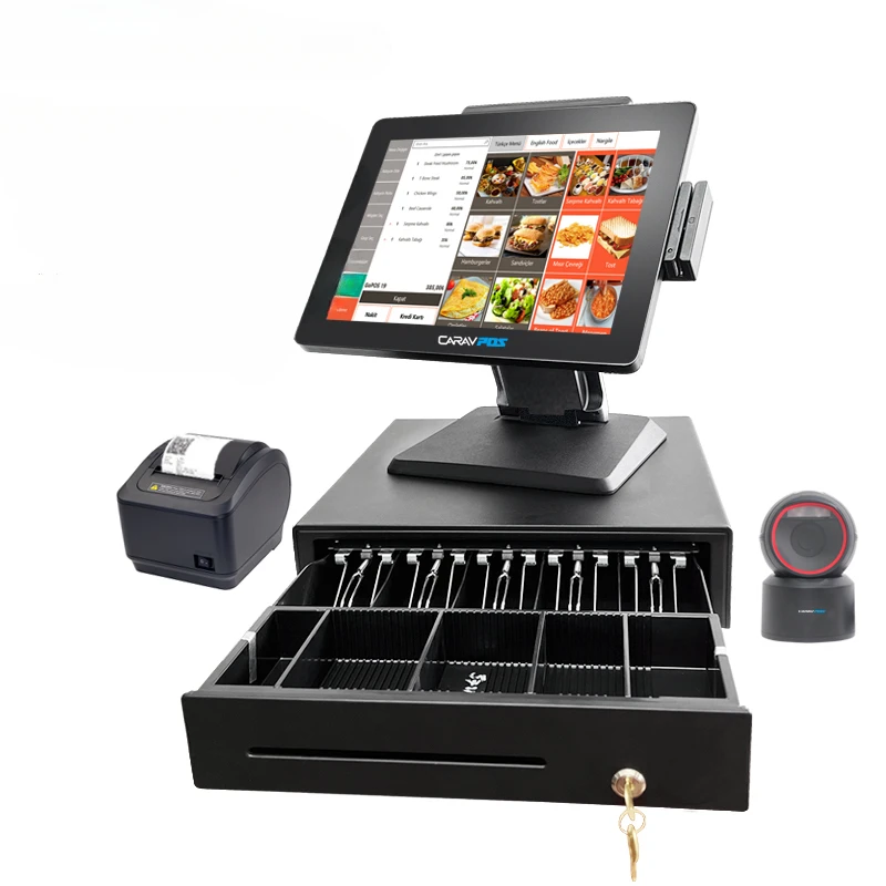 For Manufacturer OEM/ODM 15 Inch Cash Register Mahine Dual Touch Screen Point Of Sale All In One Pos System