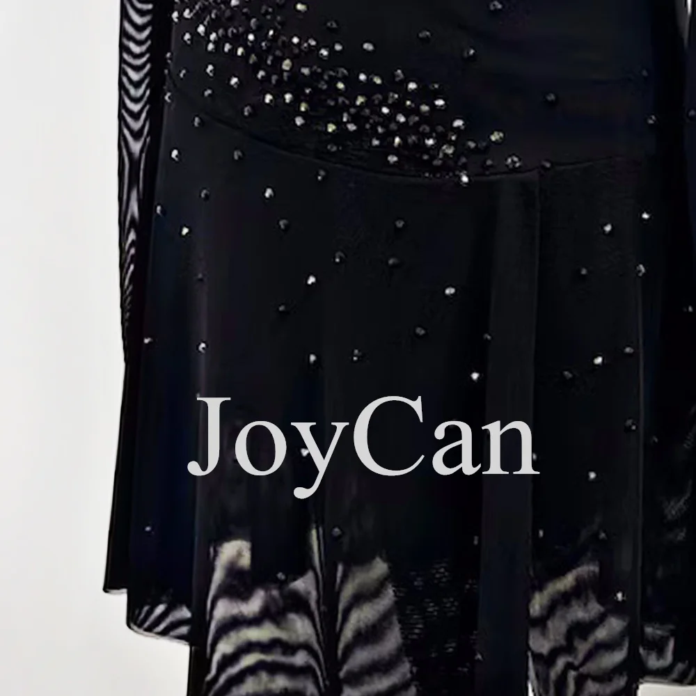 JoyCan-فستان التزلج على الجليد للفتيات ، دنة سوداء ، شبكة مطاطية ، ملابس الرقص المنافسة ، حسب الطلب