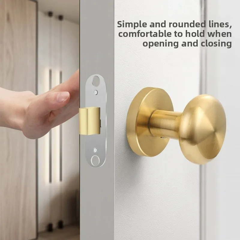 

Односторонний бесшумный дверной замок из цинкового сплава для спальни, невидимый дверной замок без ключа, домашняя дверь, настенный односторонний круглый дверной замок