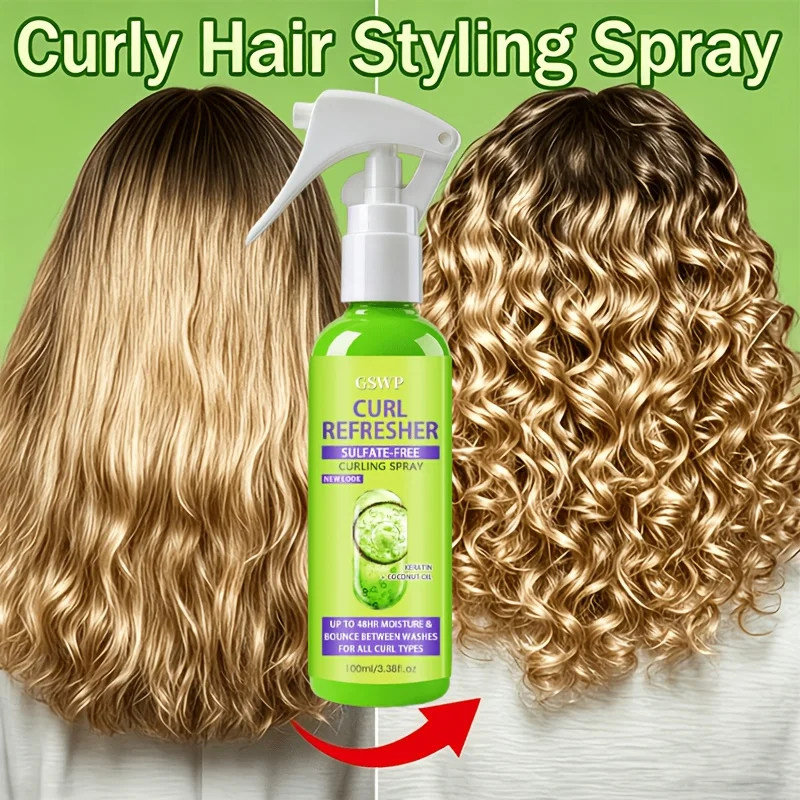 GSWP CURL REFRESHER SPRAY, Up to 48 Hours of Moisture and Bounce. Suitable for All Types of Curly Hair and Styling. 100ml/200ml