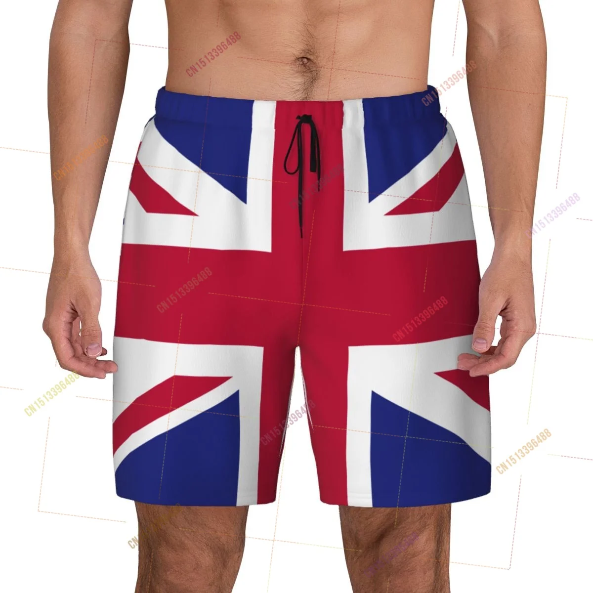 British Flag Union Jack UK Flag Top Print 3D Mens Swimming Trunks Hawaiian Bathing Beach 2 in 1 Quick-Dry Summer Swim Shorts