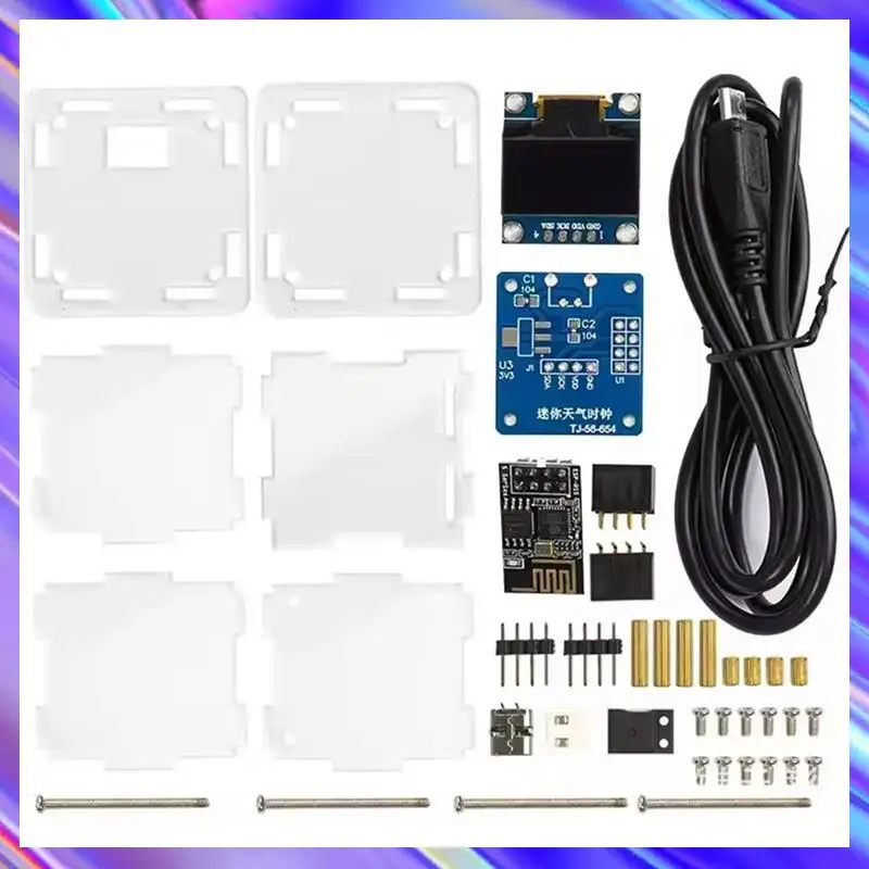 

A24U 2X ESP8266 DIY Электронный комплект Мини-часы с прогнозом погоды WIFI Сетевой с OLED-дисплеем и чехлом DIY Сварка