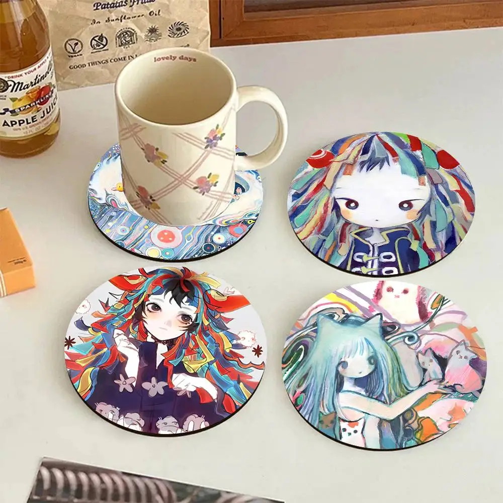 Music Master Kikuo Round Wooden Coasters Suitable For Restaurants And Coffee Home Gift Choice Holidays
