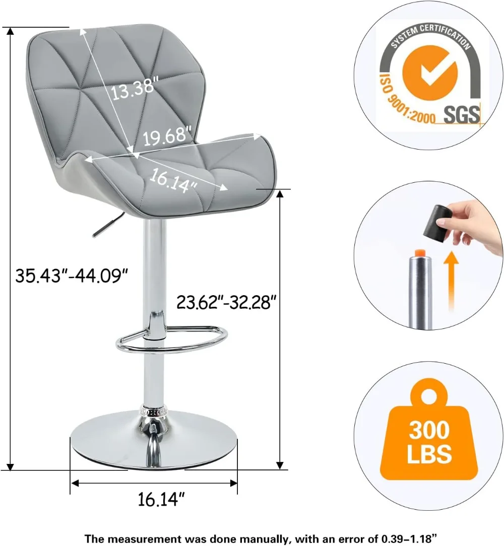 Verstellbare Barhocker mit Shell-Rücken 2er-Set, moderne Barhocker aus PU-Leder mit Barhocker und Fuß stütze