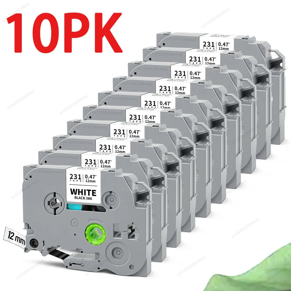 3/5/10PK TZe231 Compatible for Brother P Touch TZe-231 Label Maker Tape 12mm Laminated White for Brother PTH110 Label Printer