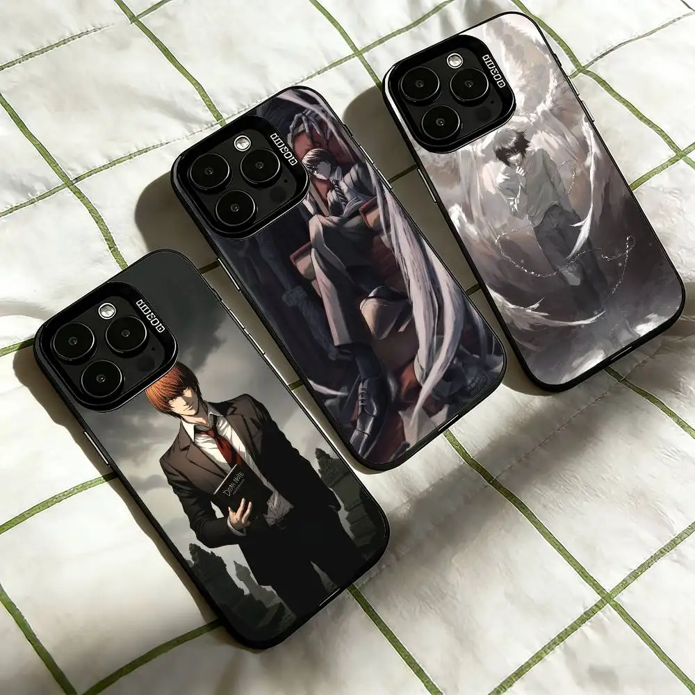 Death Note Amime Phone Case For iPhone 17,16,15,14,13,12,11 Plus,Pro Max,XS,Colored Silver Plated Inside Cover
