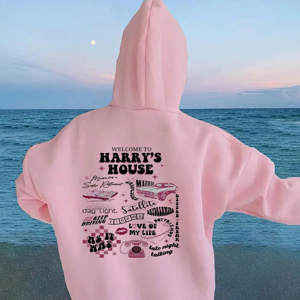 Harry\'s House Letter Printed Women\'s Plus Size Hooded Sweatshirt Y2K Aesthetics Harajuku Autumn Winter Warm Unisex Hoodie