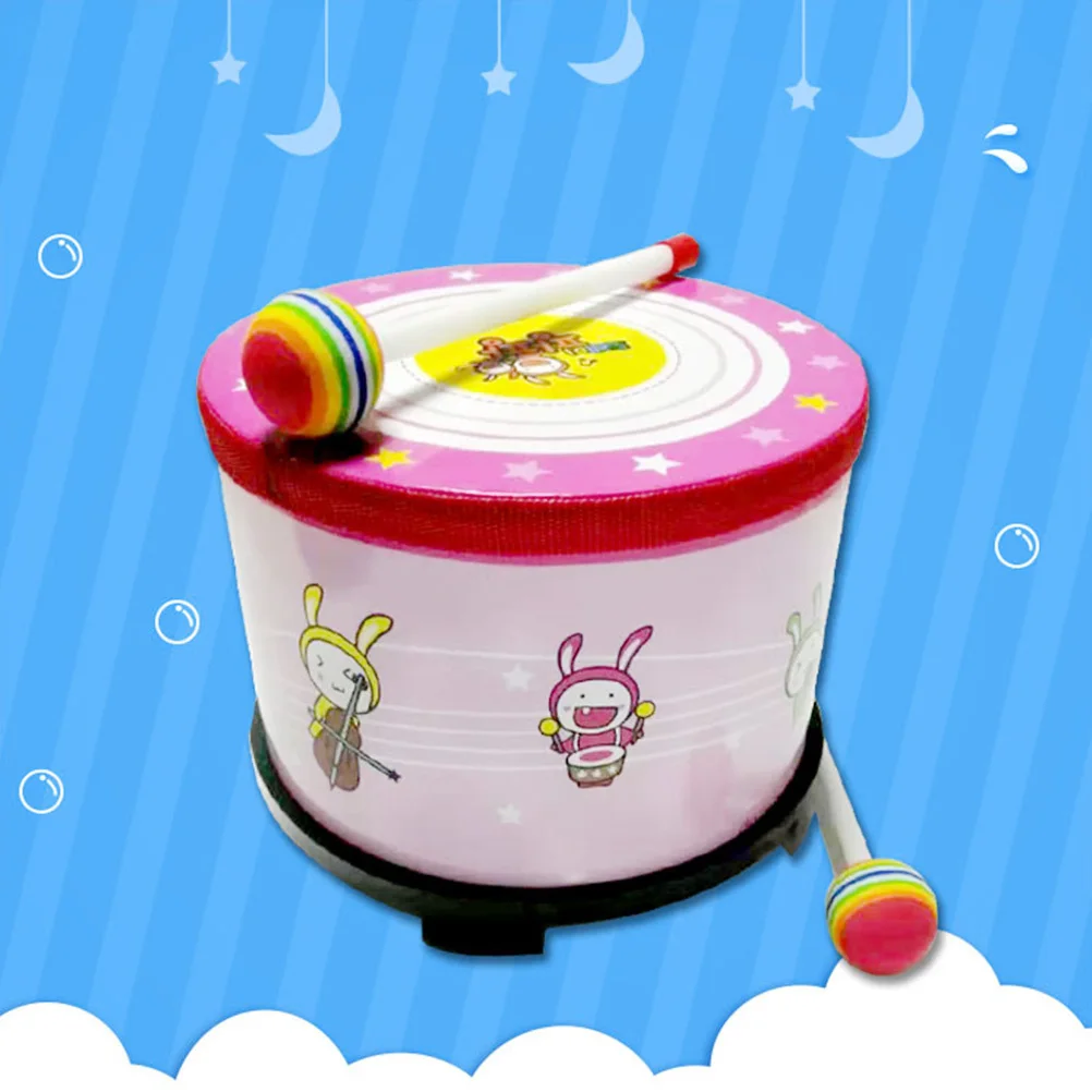 

Pink Kids Bass Drum Made of Safe Material for Children Music Teaching Tool Develops Listening Skill Fun Percussion Instrument