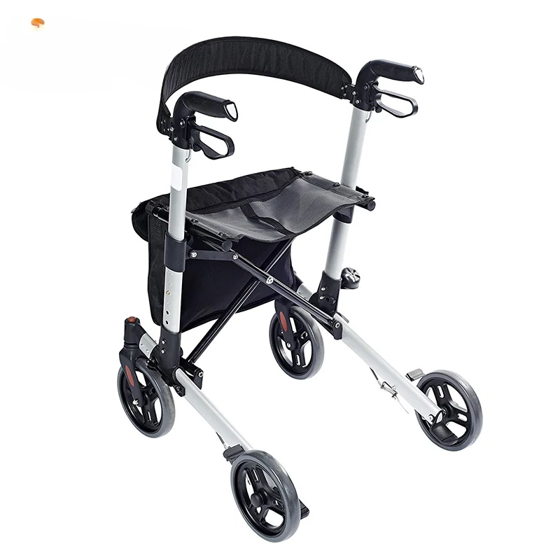 Aluminum 4 Wheel Elderly Walker And Rollator With Wheels