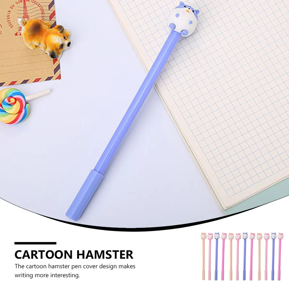 12 Pcs Cute Hamster Pen Needlepoint Guest Creative Gel Pens Come for School Students Stylish Writing Cartoon