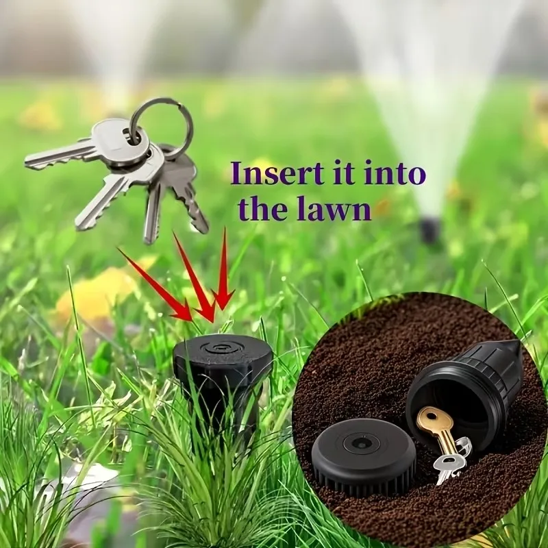 Sprinkler Key Hider, Realistic Key Concealer, Outdoor Garden Lawn Key Safe, Easily Plugs into Garden Lawn for and Corrosion Protection