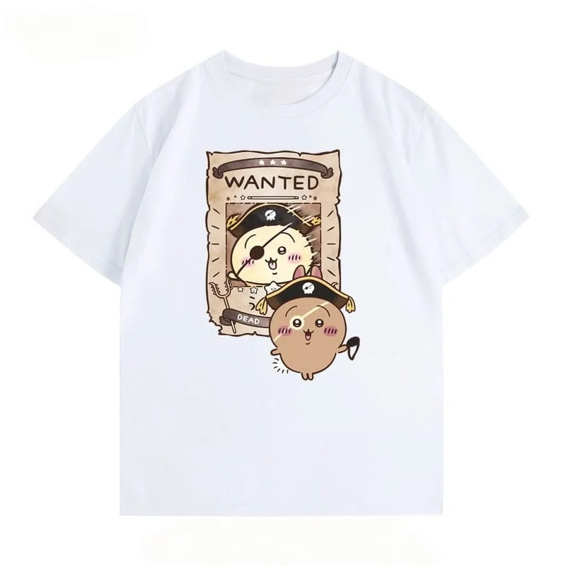Giekawa Pirate Bounty Order Printed T-shirt for Men and Women, Japanese Cartoon Pattern 4-Color Optional Anime Fan Top