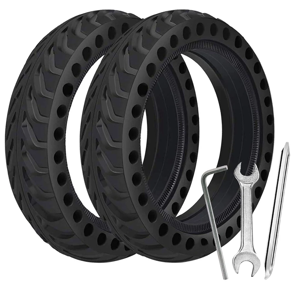 

2 Pcs Solid Tire for Xiaomi M365 Electric Scooter Tyre, 8.5 Inches Shock Absorber Non-Pneumatic Rubber Tyre with 3