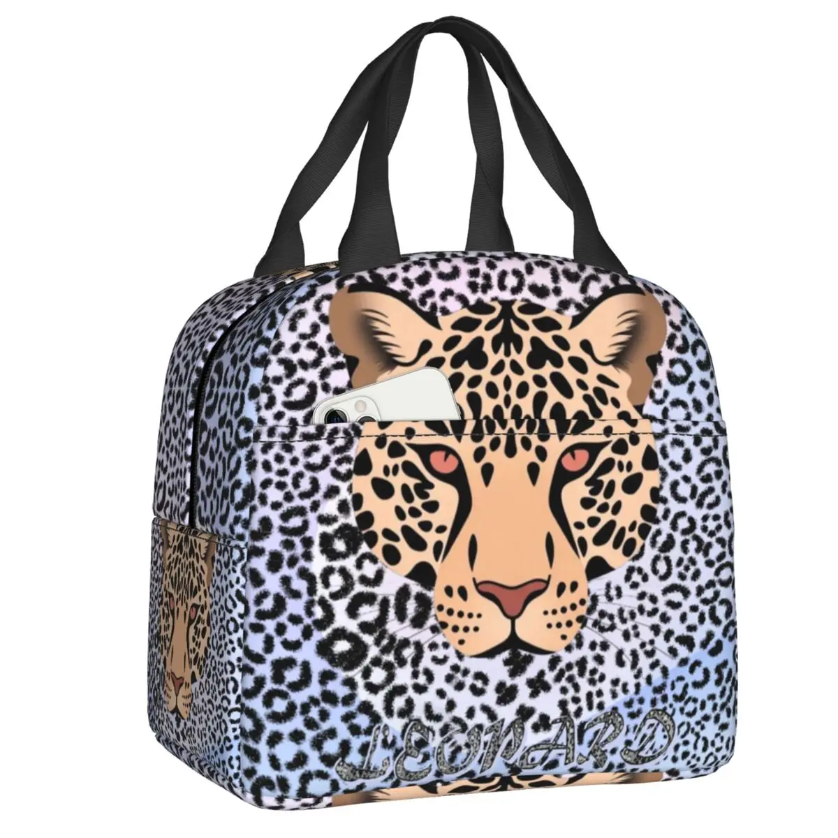 

Custom Cute Leopard Pattern Lunch Box Women Cheetah Print Thermal Cooler Food Insulated Lunch Bag Kids School Children