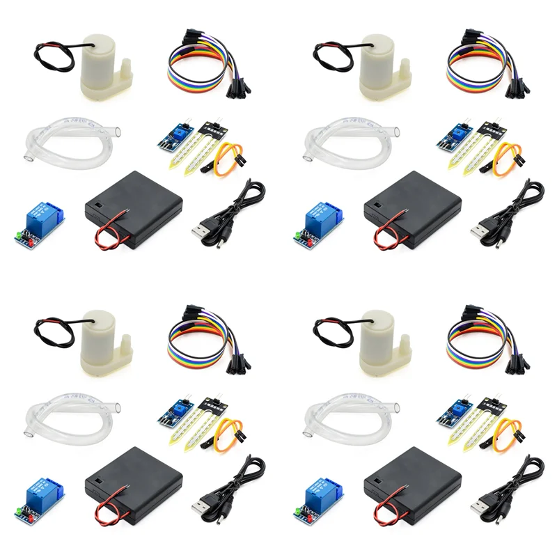 

ABRE-4Set Автоматическое орошение DIY Kit Водяной насос Обнаружение влажности почвы Садовый капельный полив Система орошения