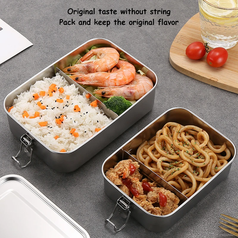 Stainless Steel Square Lunch Box Sealed Insulation Bento Box Lunch Box Canteen Large Capacity Compartment Lunch Box 850ML