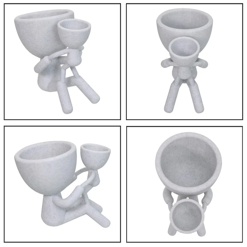 Mother and Child Figure Planter Pot, 3D Printed Texture Succulent Pots, Unique Decorative Flower Pot for Cactus Best Gift