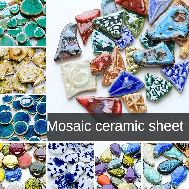 100g Creative Ceramic Mosaic Handmade DIY Fragment Art Decoration Painting Material Collage Blue and White Porcelain Piece