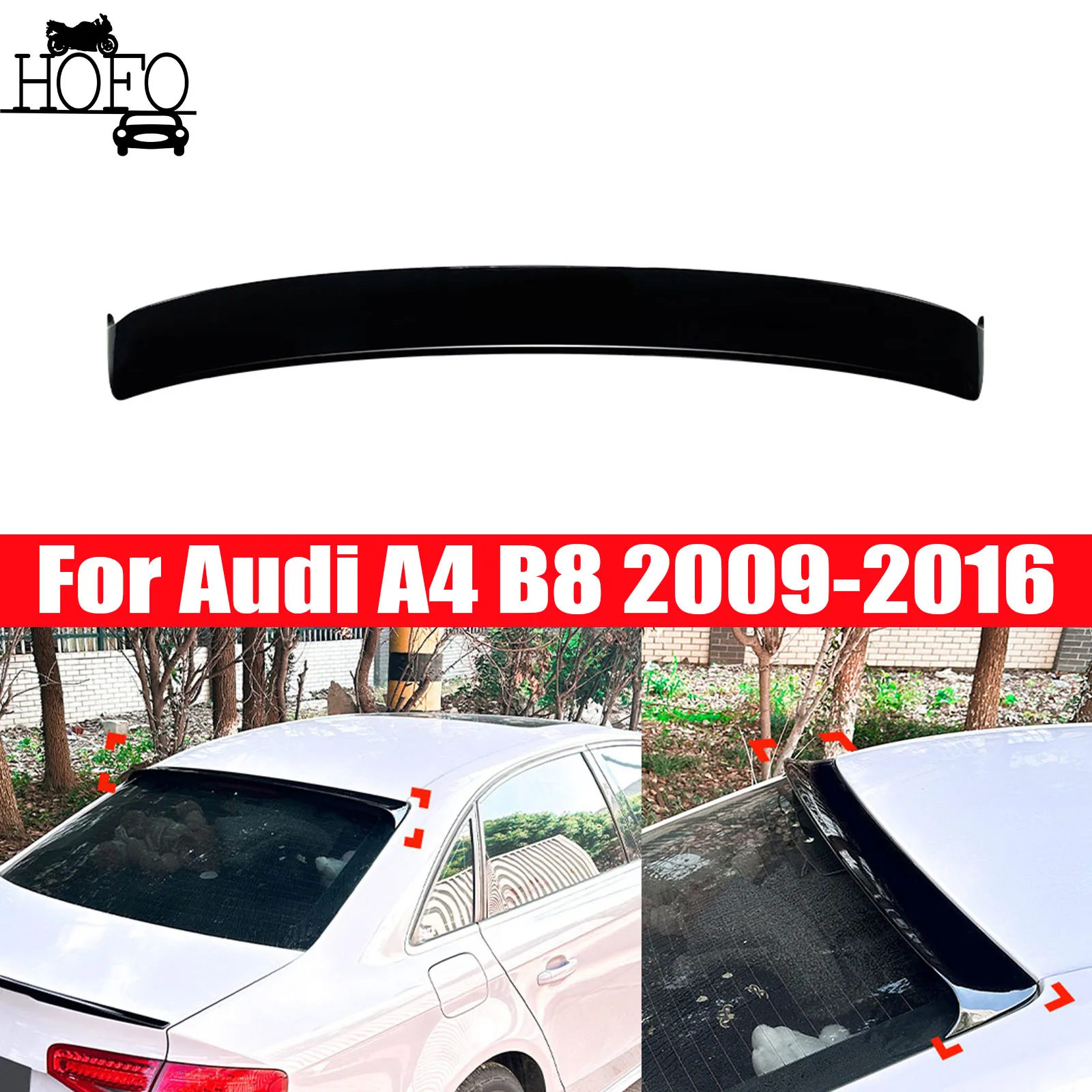 For Audi A4 B8 2009-2016 Tail Wing Fixed Wind Spoiler Rear Wing Rear Window Upper Trunk Splitter Lip