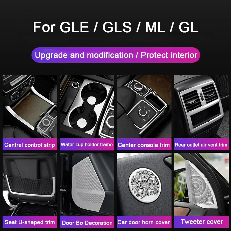 

Car Interior Accessories For Mercedes Benz GLS X166 2016, Window Lift Panel Rear Air Outlet Frame Speaker Horn Cover Cup Holder