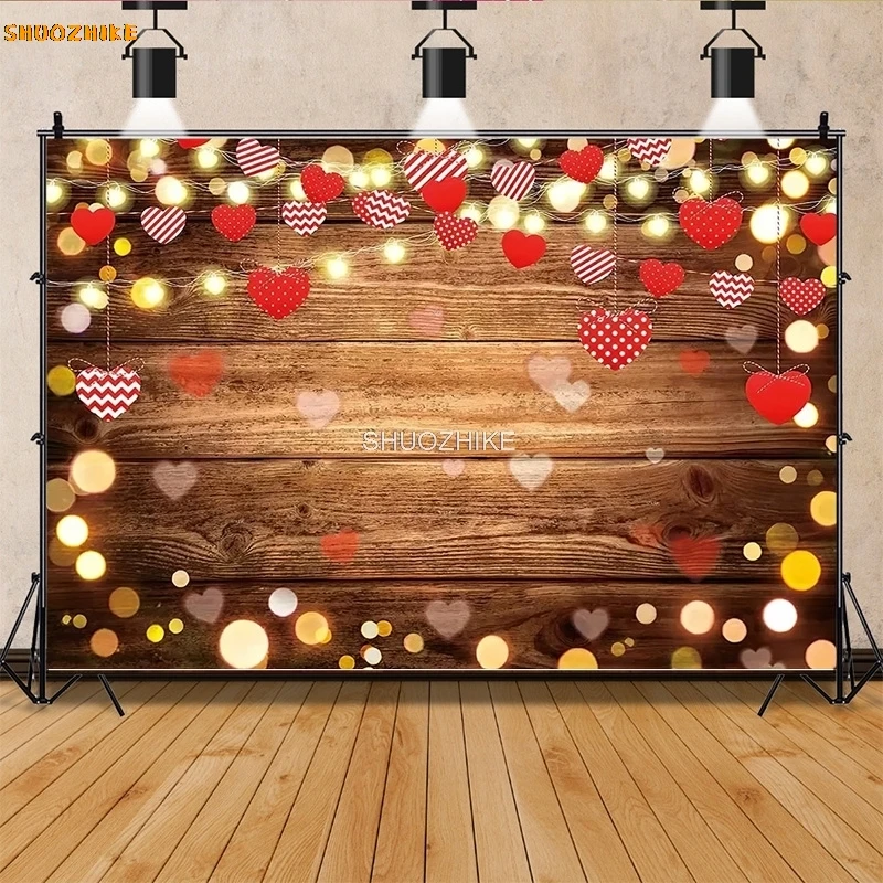 

SHUOZHIKE Valentine's Day Photography Backdrops Props Bokeh Rose Wedding Wooden Wall Arch Door Window Studio Background WW-07