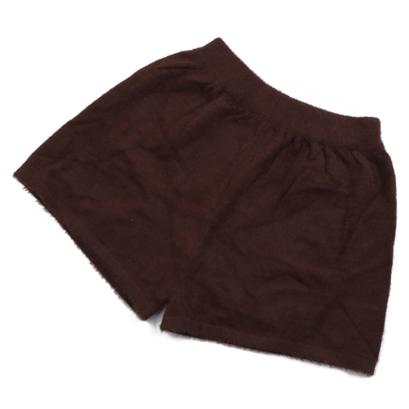 Solid Color Knit Plush Shorts Soft and Stretchy High Waist Knit Short Pant Fabric Perfect for Casual Wear