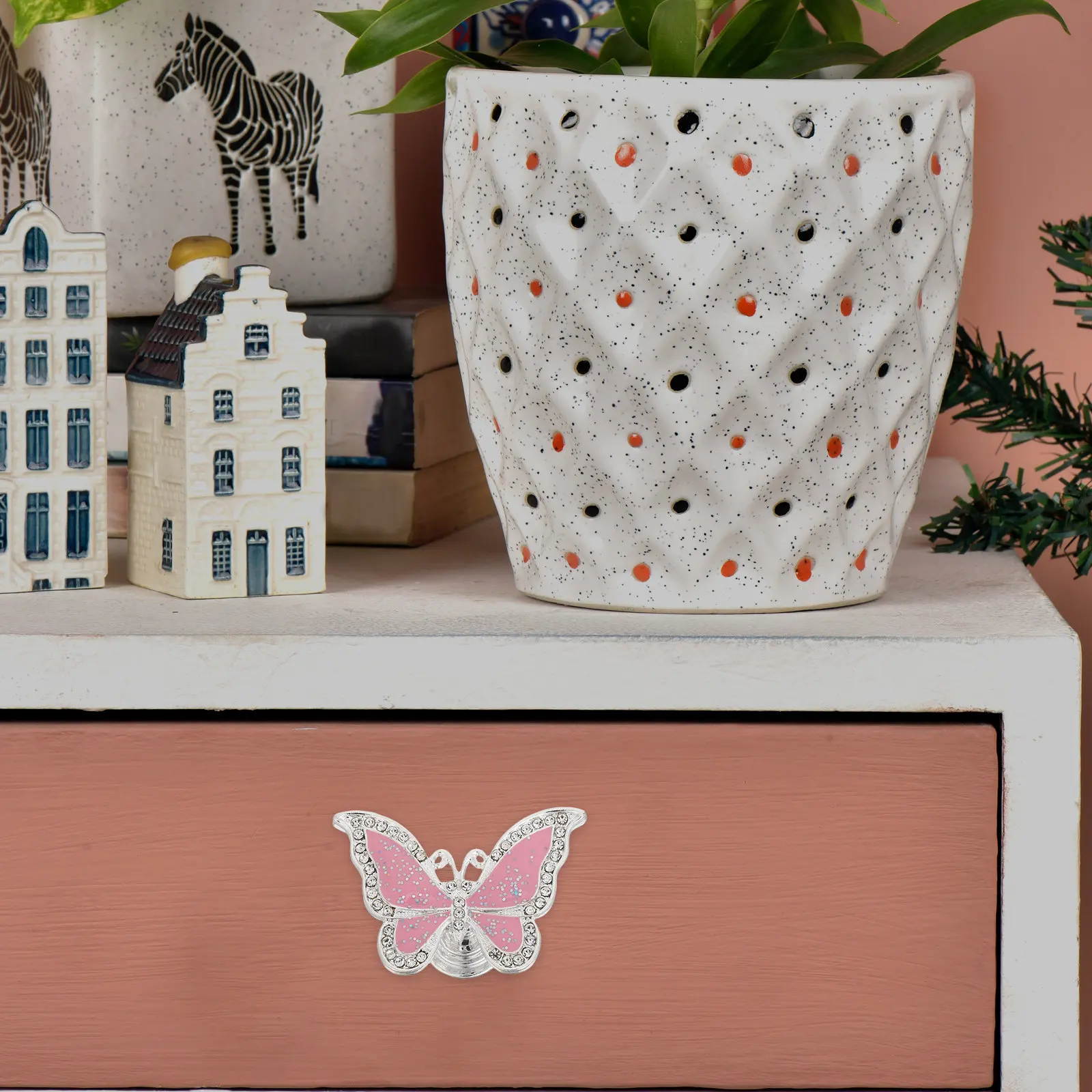 2Pcs Butterfly Shape Zinc Alloy Cabinet Handles Colorful Decorative Knobs Drawer Pulls Wardrobe Cupboard Furniture