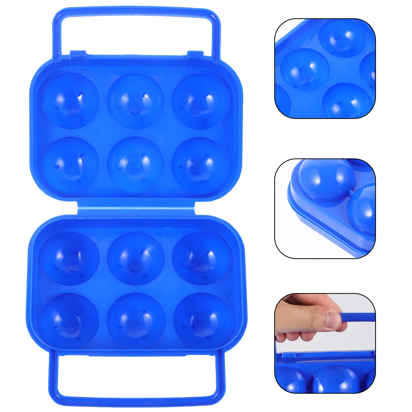 

6pcs Portable Egg Storage Box Plastic Container For Camping Durable 6-Egg Holder Carrier Kitchen Outdoor Use Blue