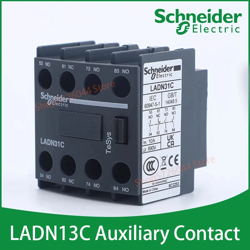 Contactor Instantaneous Auxiliary Contact Contact Module LADN13C One Normally Open and Three Normally Closed Front Mounting