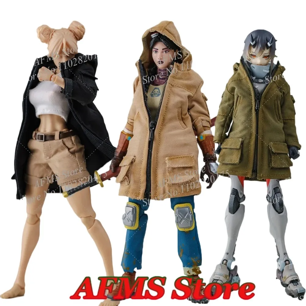 

1/12 Scale Collectible Figure Mobile Suit Girl Trench Coat Zipper Make Old Style Hooded Fit 6" Romankey Snail Shell Soldier Toys