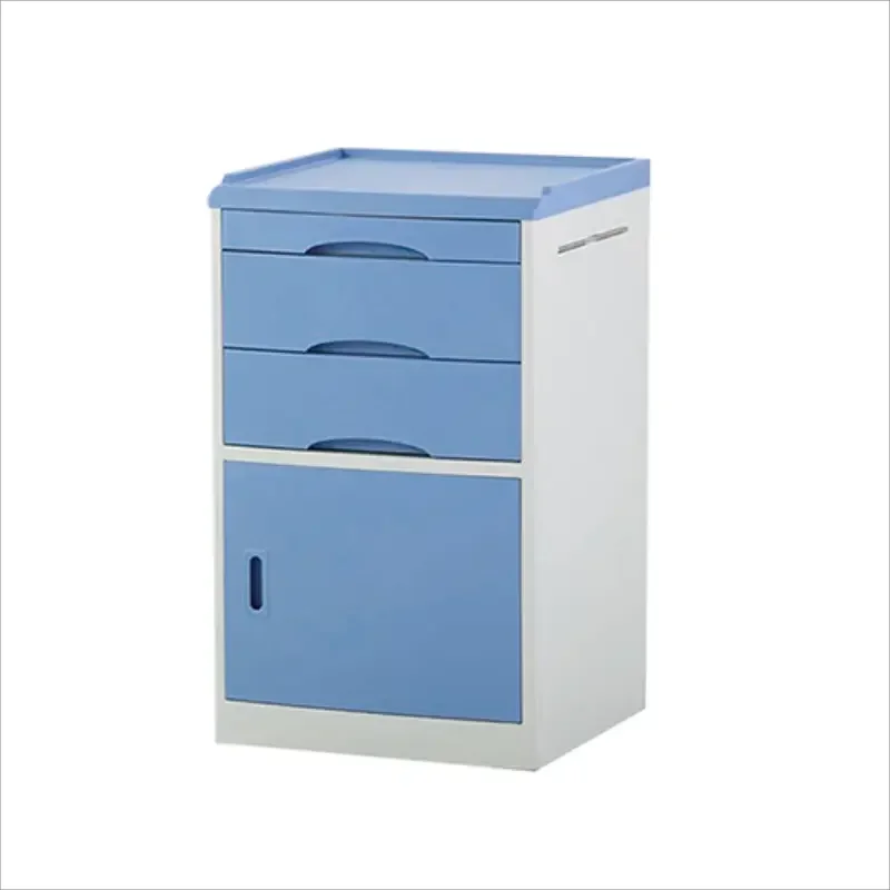 

2025 Medical Bedside Table Simple Design With ABS Material Blue Color Hospital Cart Wheels