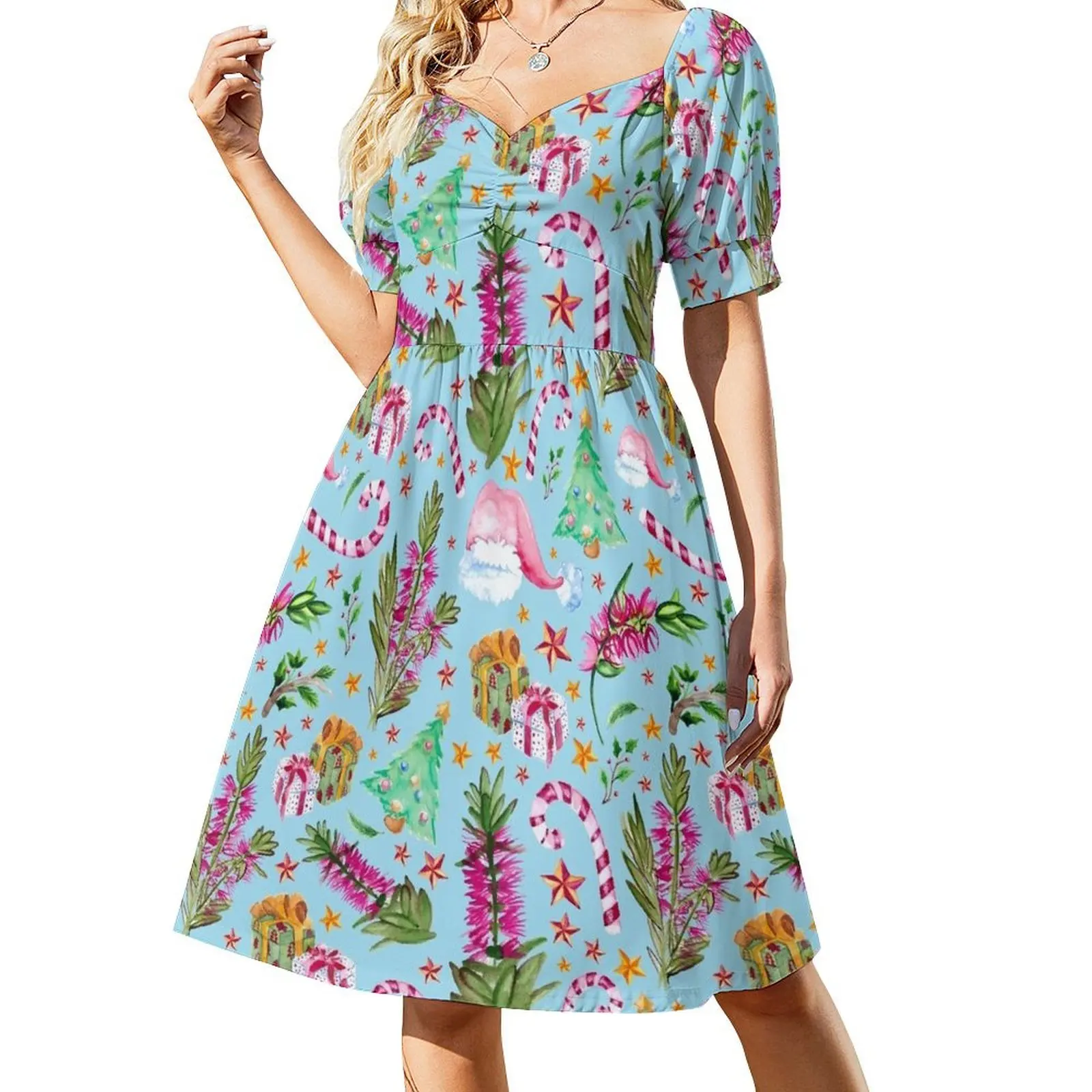 Australian Native Florals - A Christmas Pattern Short Sleeved Dress Women long dress Woman clothes Dress