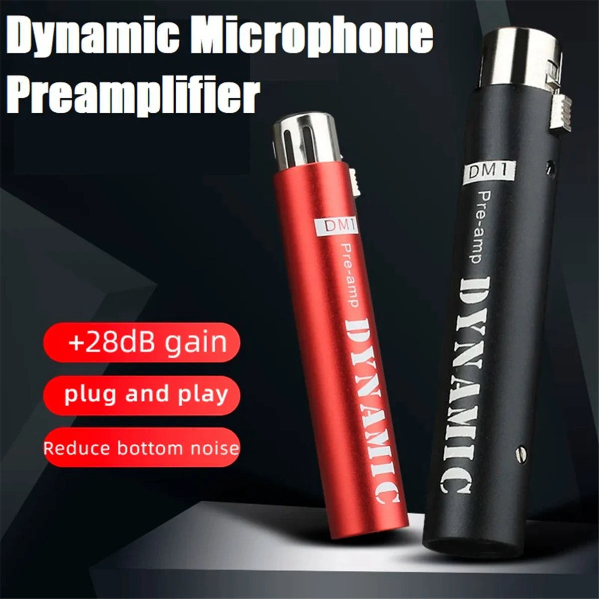 Replace for DM1 Dynamic Microphone Preamplifier 28DB Gain Amplifier for Dynamic and Passive Ribbon Microphones,Black