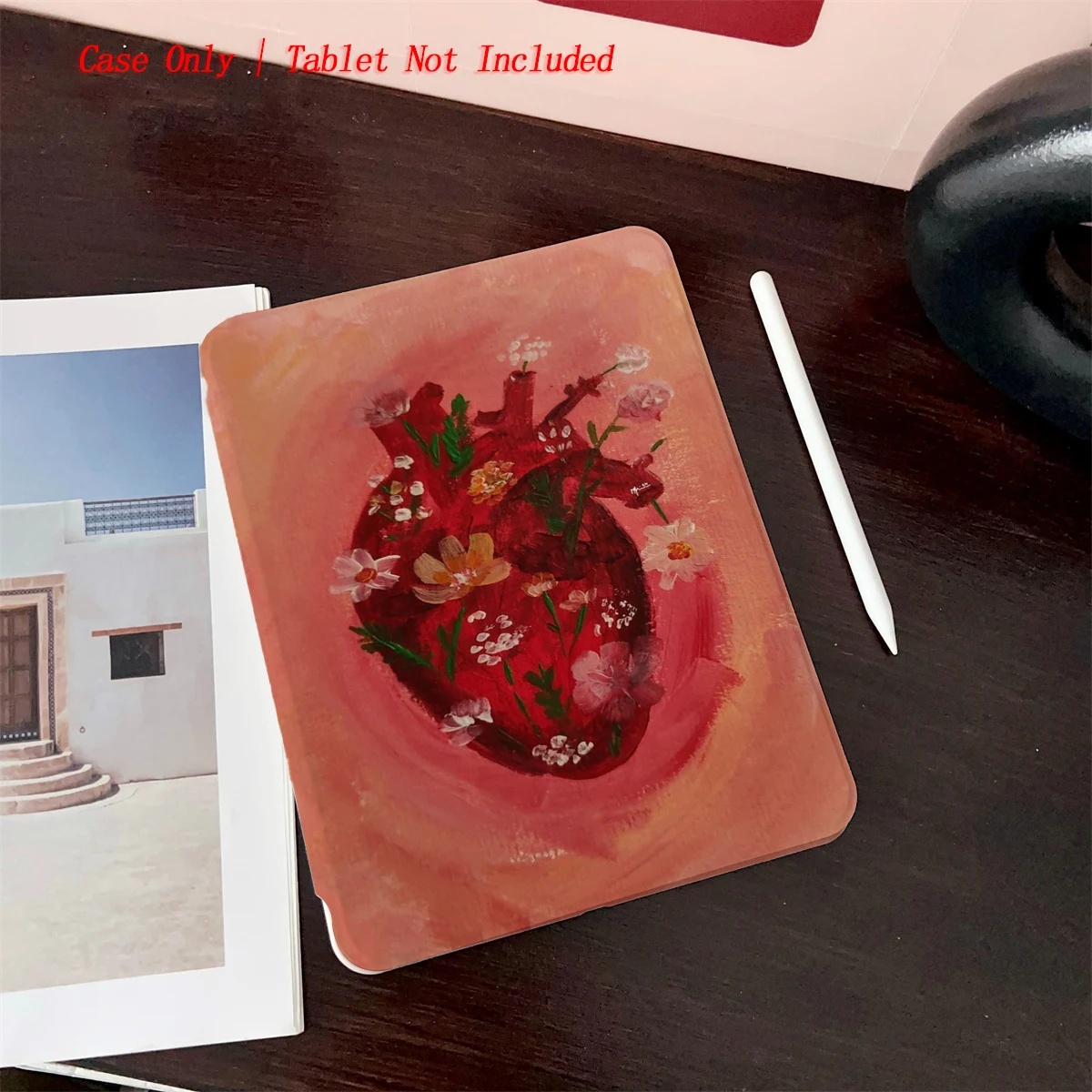 

8 Fresh Style Printed iPad Case, 360° Rotating Stand & Pen Slot,Book Style, Auto Sleep/Wake, Compatible with Various Apple iPads