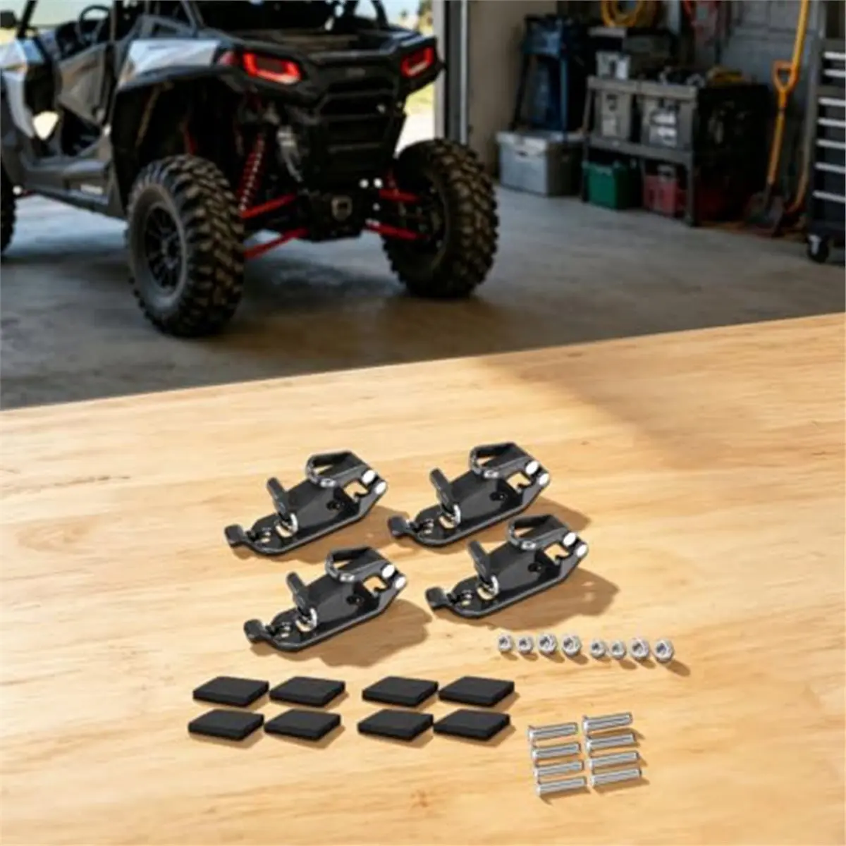 Heavy Duty Zinc Alloy Tool Mounting Bracket Set for Roof, Shock-Absorbing Rubber Pads, Holds 0.67-1.57" Tools, 32 Lbs 5