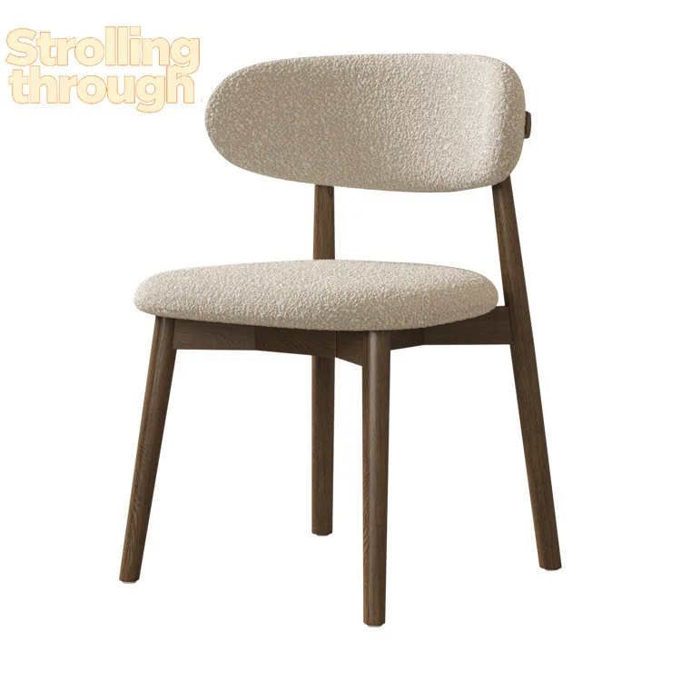 

Cream wind solid wood dining chair home leisure restaurant back chair modern simple stool