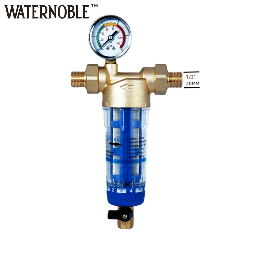 Waternoble 40 Micron Spin-Down Sediment Filter Brass Prefilter & Stainless Steel Mesh For Enhanced Water Quality & Rust Removal