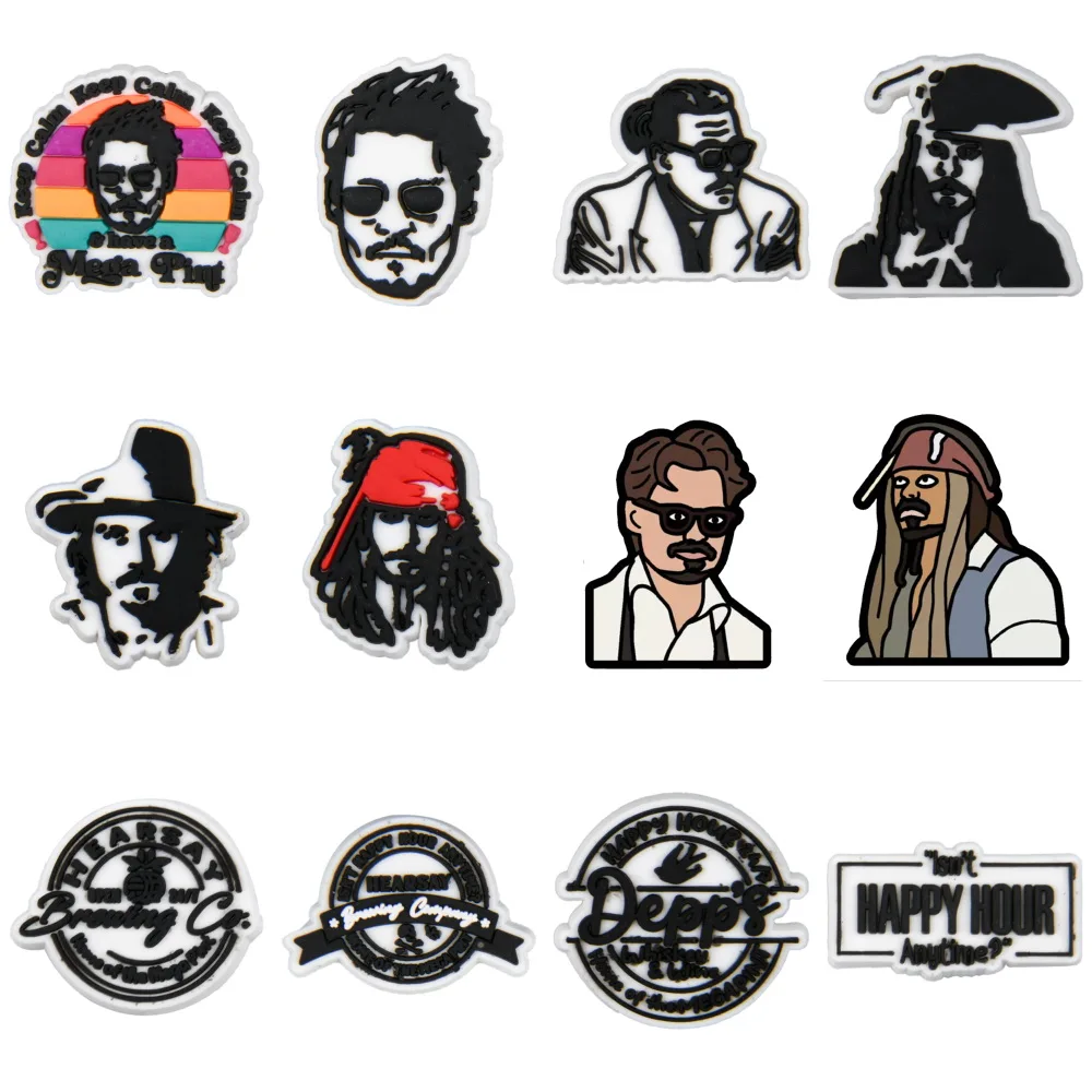 New Arrival Johnny Depp Shoe Charms PVC Decorations for Clogs Sandals Wristband Accessories Men Women Holiday Party Gifts